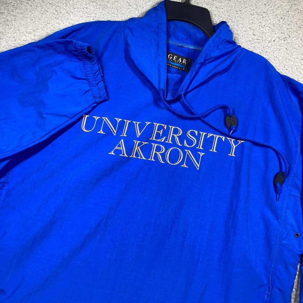 University of Akron Windbreaker Adult Large Blue Pullover Lightweight Akron Ohio